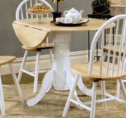 Mesa de comedor extensible Allison redonda de 40 pulgadas con hojas abatibles, color blanco
