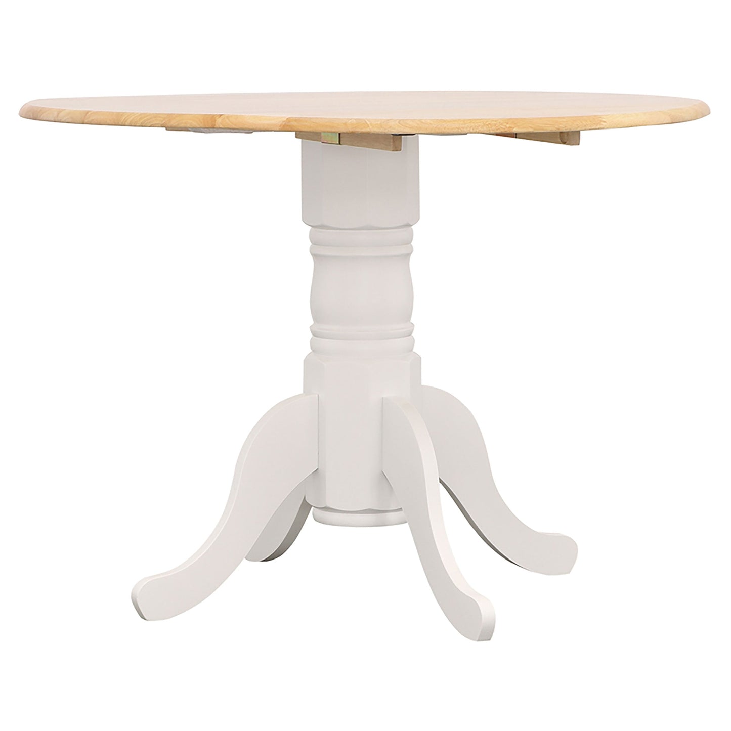 Mesa de comedor extensible Allison redonda de 40 pulgadas con hojas abatibles, color blanco