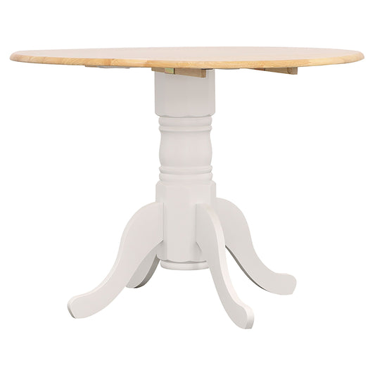 Mesa de comedor extensible Allison redonda de 40 pulgadas con hojas abatibles, color blanco