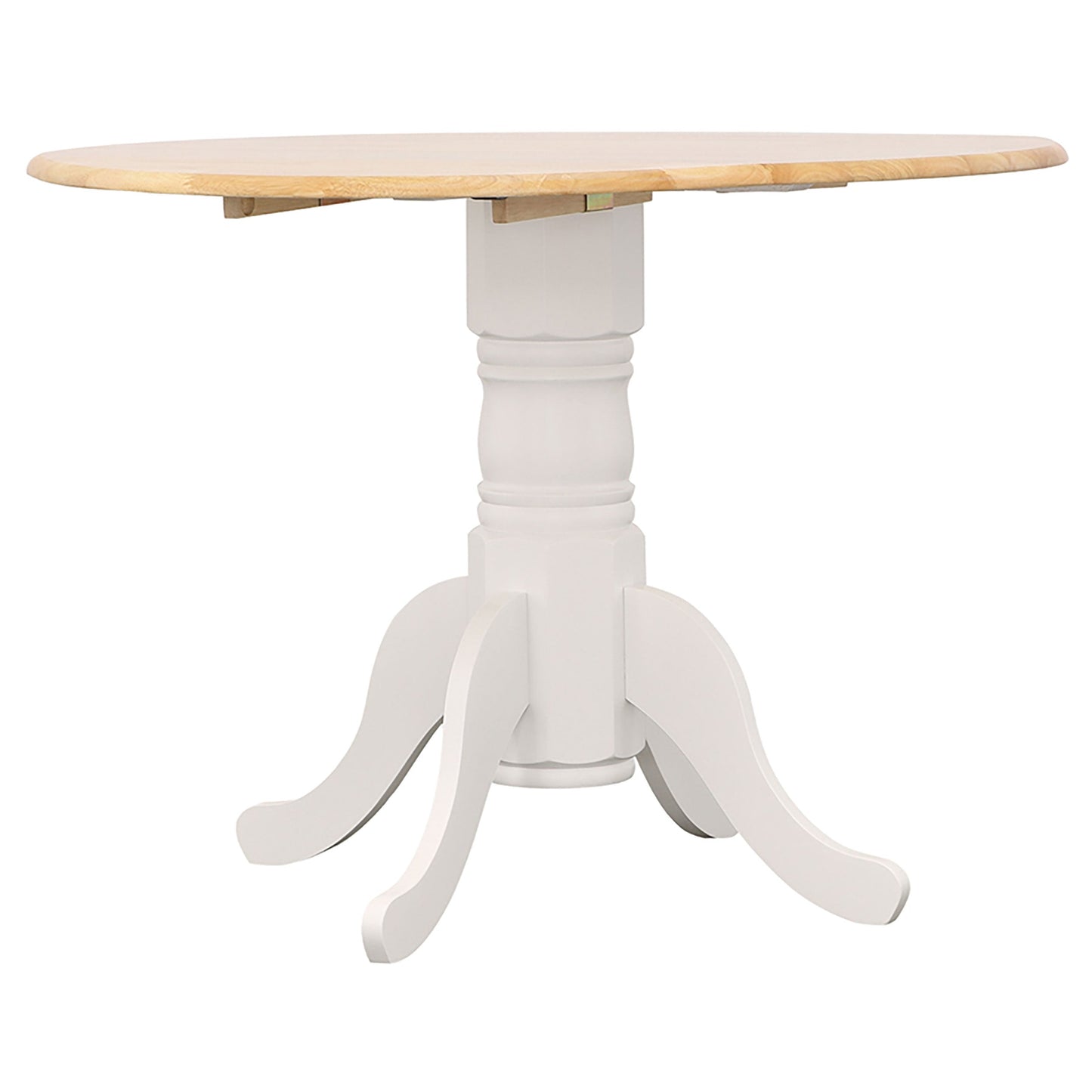 Mesa de comedor extensible Allison redonda de 40 pulgadas con hojas abatibles, color blanco