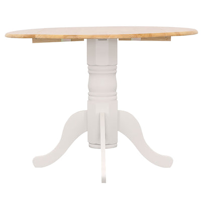 Mesa de comedor extensible Allison redonda de 40 pulgadas con hojas abatibles, color blanco