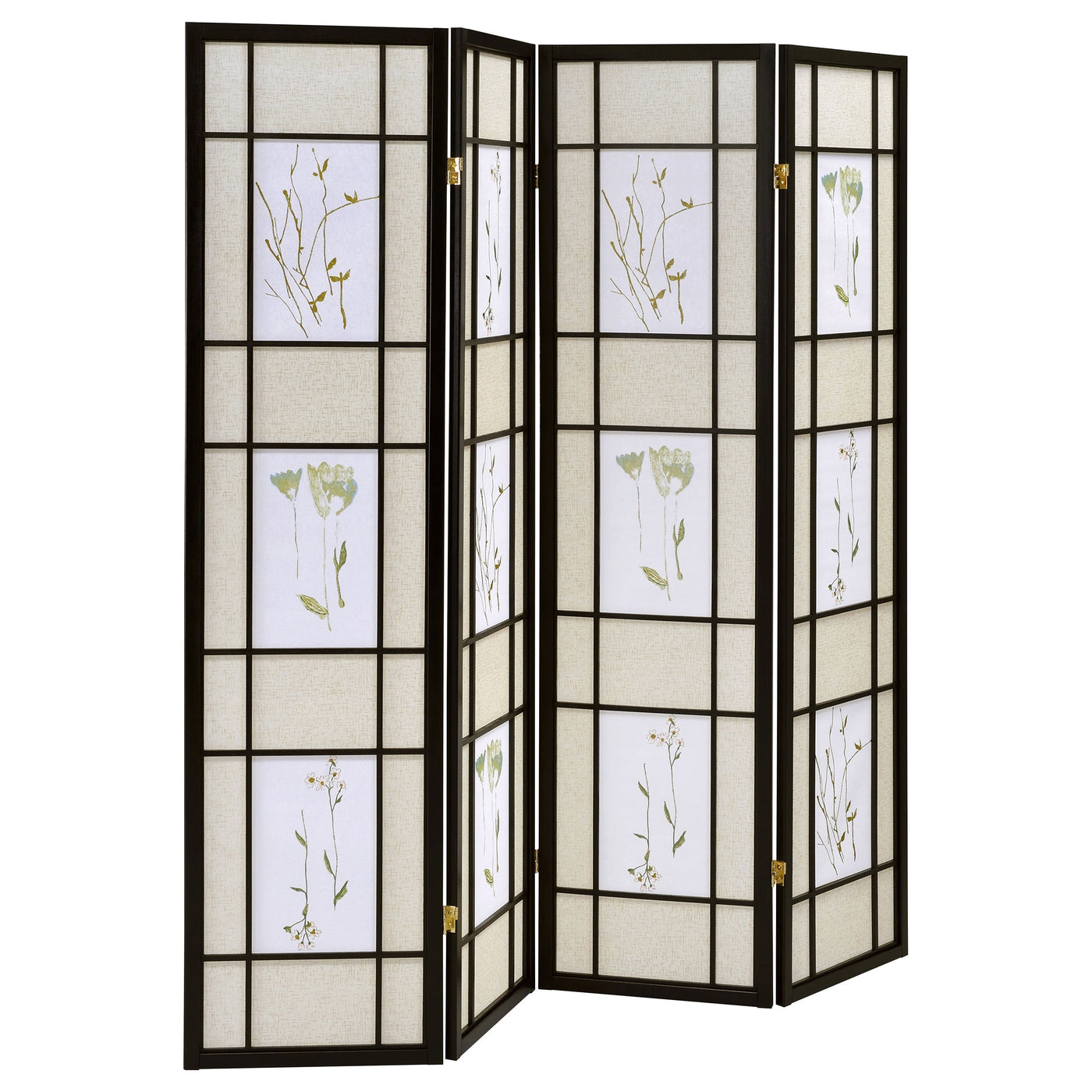 Biombo plegable shoji de 4 paneles Catabella con diseño floral