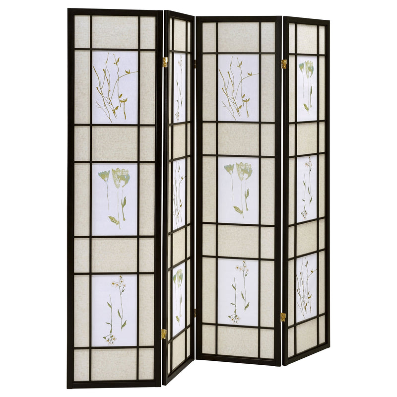 Biombo plegable shoji de 4 paneles Catabella con diseño floral