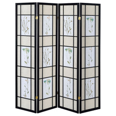 Biombo plegable shoji de 4 paneles Catabella con diseño floral