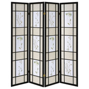 Biombo plegable shoji de 4 paneles Catabella con diseño floral