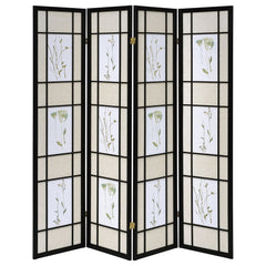 Biombo plegable shoji de 4 paneles Catabella con diseño floral