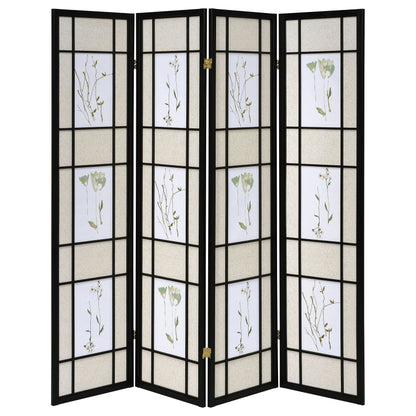 Catabella 4-Panel Room Divider Folding Shoji Screen Floral