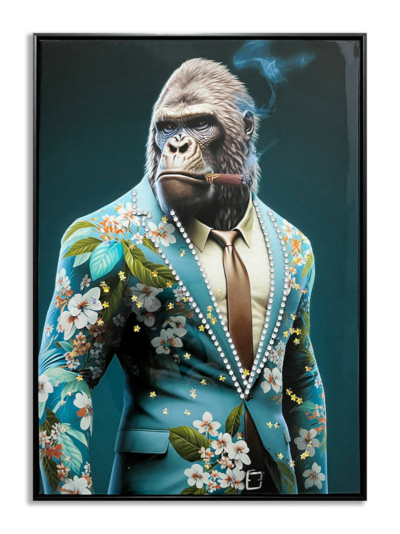 ''Teal Suit Gorilla'' Gloss Canvas w/ Studs in Frame
