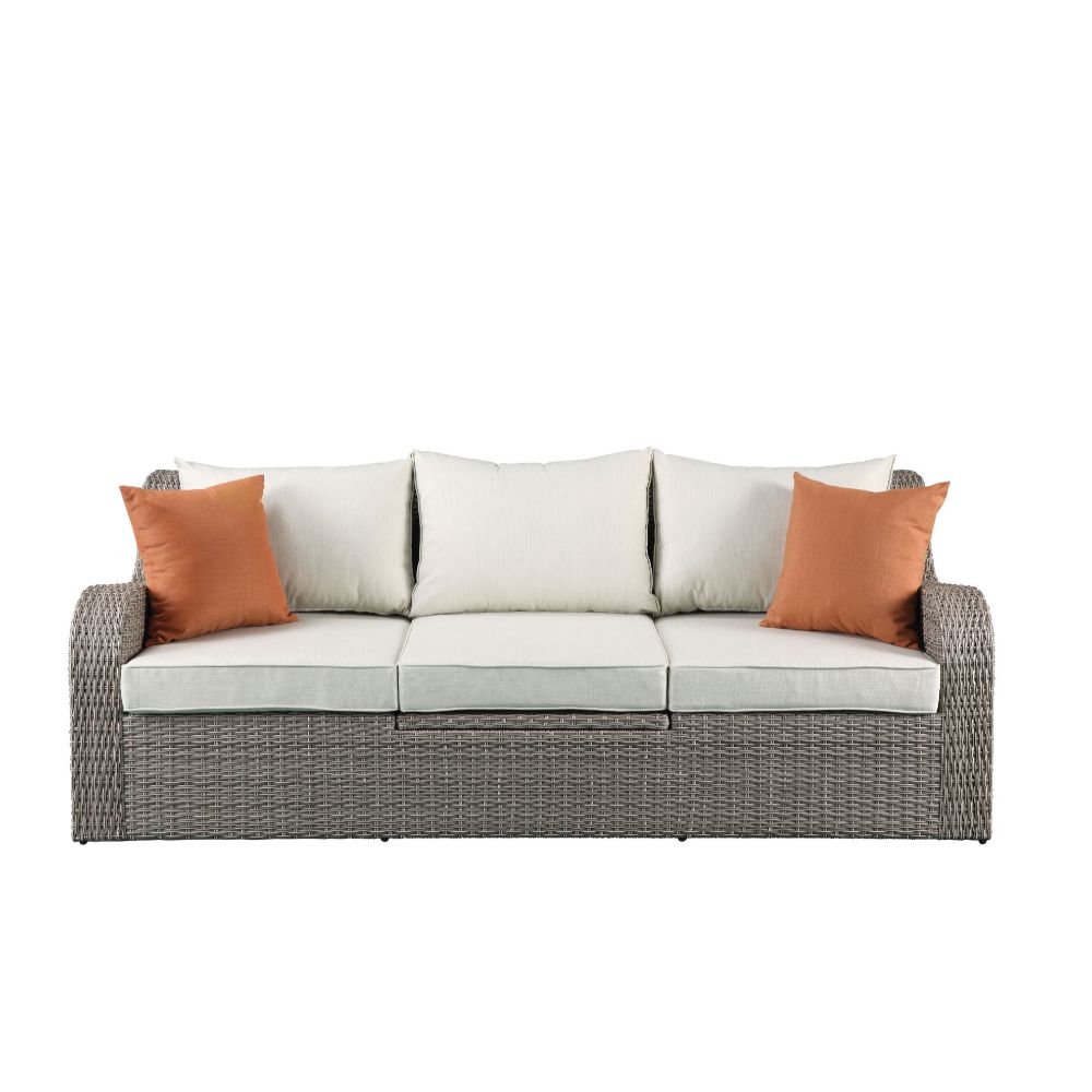 Sofá de patio Salena con 2 almohadas y 2 otomanas