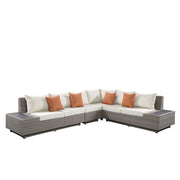 Sofá seccional para patio Salena de 160 cm con 4 cojines y mesa de centro