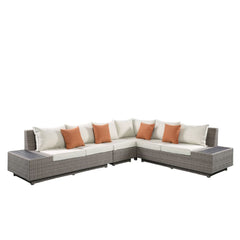 Sofá seccional para patio Salena de 160 cm con 4 cojines y mesa de centro