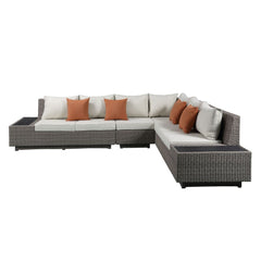 Sofá seccional para patio Salena de 160 cm con 4 cojines y mesa de centro