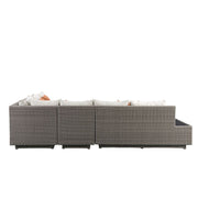 Sofá seccional para patio Salena de 160 cm con 4 cojines y mesa de centro