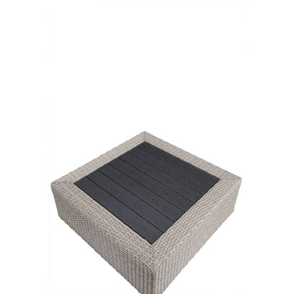 Sofá seccional para patio Salena de 160 cm con 4 cojines y mesa de centro