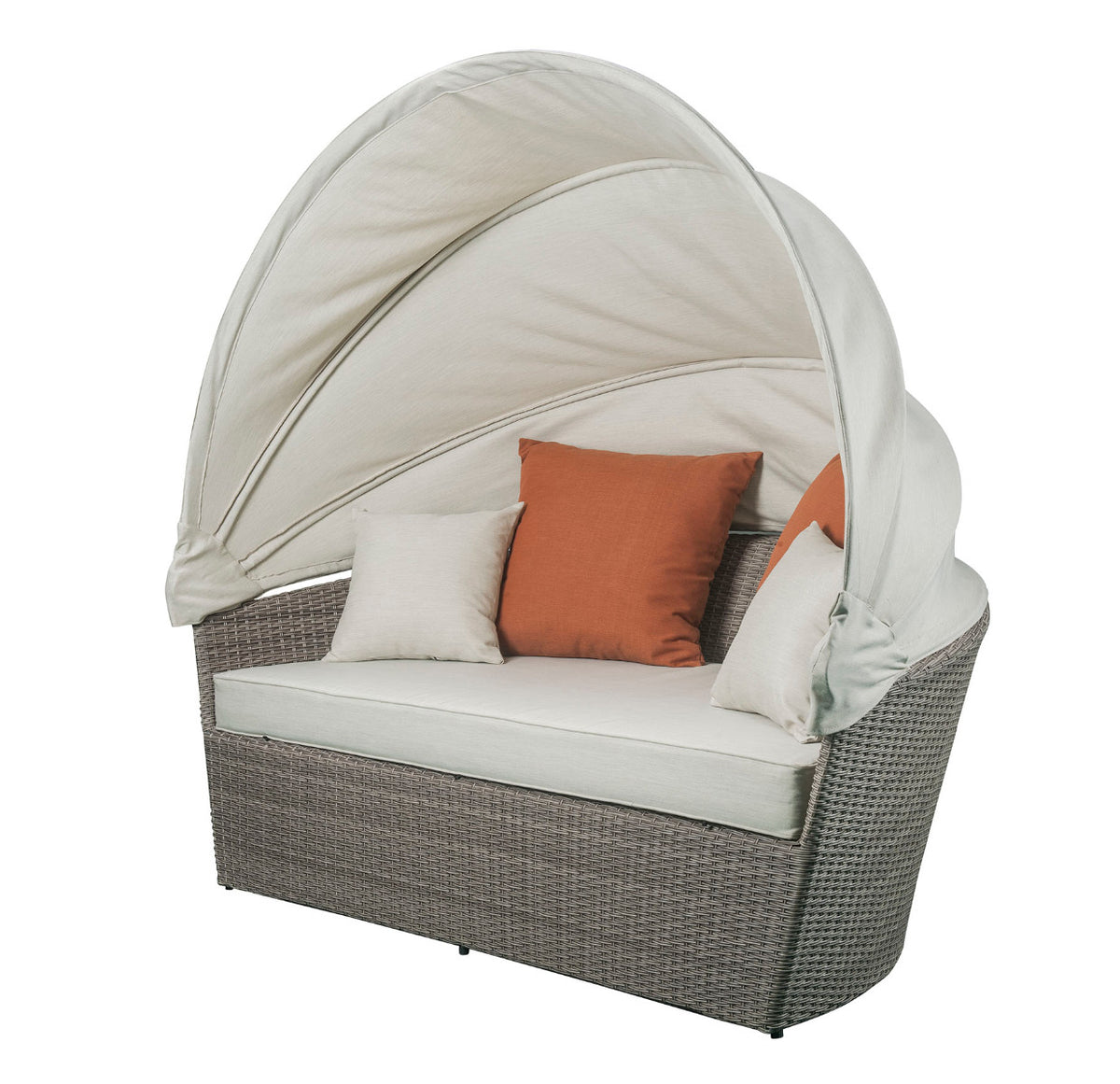 Sofá con dosel para patio Salena con 4 almohadas y otomana