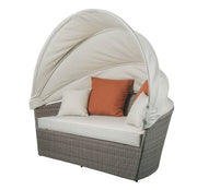 Sofá con dosel para patio Salena con 4 almohadas y otomana
