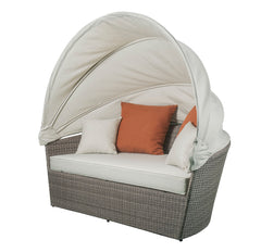 Sofá con dosel para patio Salena con 4 almohadas y otomana