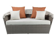 Sofá con dosel para patio Salena con 4 almohadas y otomana