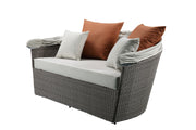 Sofá con dosel para patio Salena con 4 almohadas y otomana