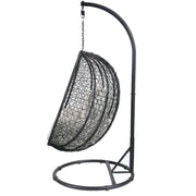Simona Hanging Chair - Beige Fabric & Black Wicker
