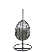 Simona Hanging Chair - Beige Fabric & Black Wicker