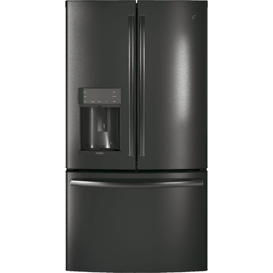 GE Profile 36-inch, 22.2 cu.ft. Counter-Depth French 3-Door Refrigerator with Water and Ice Dispensing System PYE22KBLTS IMAGE 1