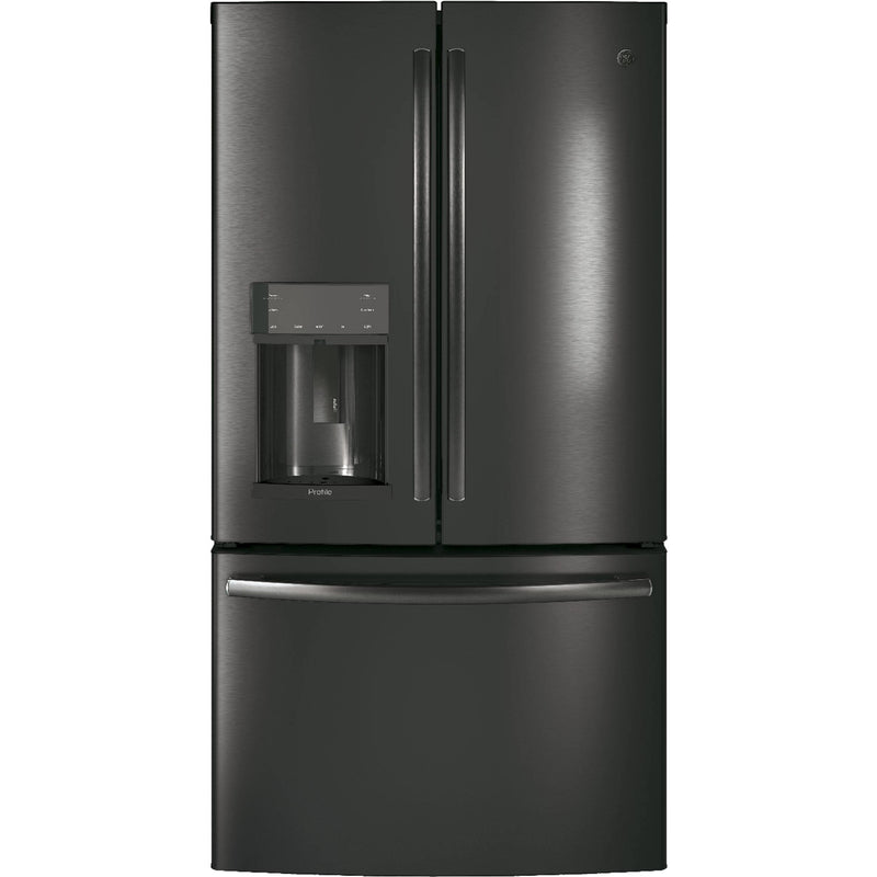 GE Profile 36-inch, 27.8 cu. ft. French 3-Door Refrigerator with Ice and Water PFE28KBLTS