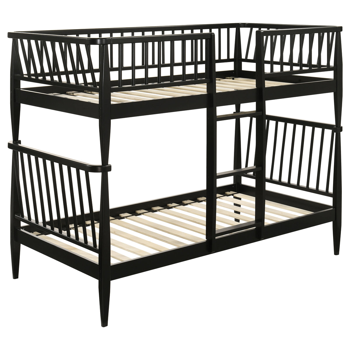 Abram Windsor Twin Over Twin Wood Bunk Bed with Ladder Black