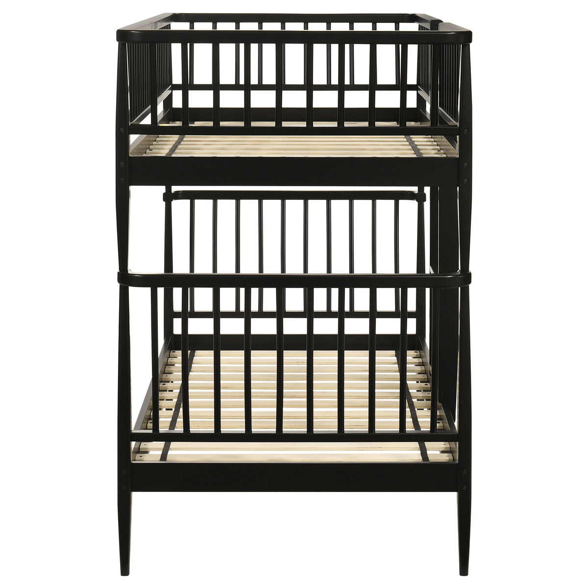 Abram Windsor Twin Over Twin Wood Bunk Bed with Ladder Black