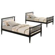 Abram Windsor Twin Over Twin Wood Bunk Bed with Ladder Black