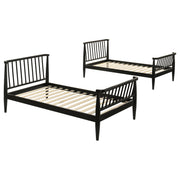 Abram Windsor Twin Over Twin Wood Bunk Bed with Ladder Black
