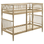 Abram Windsor Twin Over Twin Wood Bunk Bed with Ladder Almond