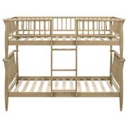 Abram Windsor Twin Over Twin Wood Bunk Bed with Ladder Almond