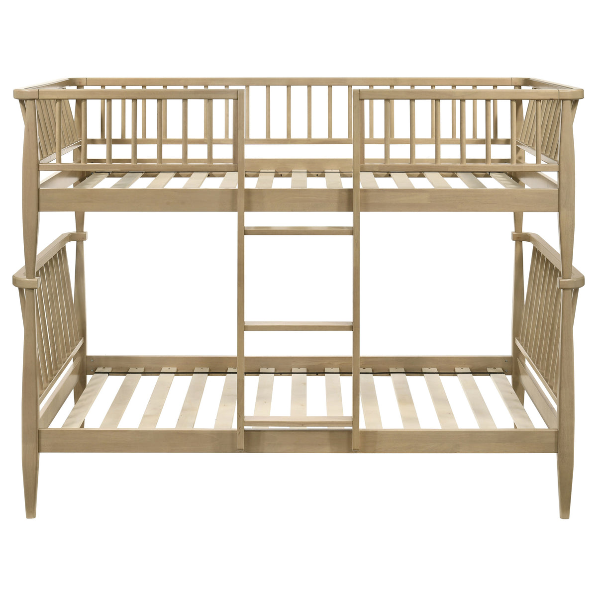 Abram Windsor Twin Over Twin Wood Bunk Bed with Ladder Almond