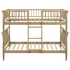 Abram Windsor Twin Over Twin Wood Bunk Bed with Ladder Almond