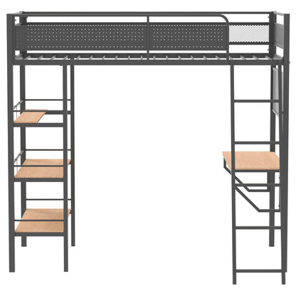 Campus 3-shelf Metal Twin Workstation Loft Bed Matte