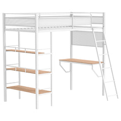 Campus 3-shelf Metal Twin Workstation Loft Bed Matte