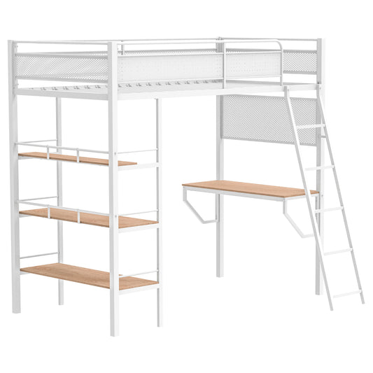 Campus 3-shelf Metal Twin Workstation Loft Bed Matte