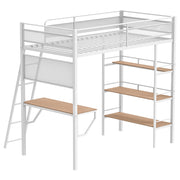 Campus 3-shelf Metal Twin Workstation Loft Bed Matte