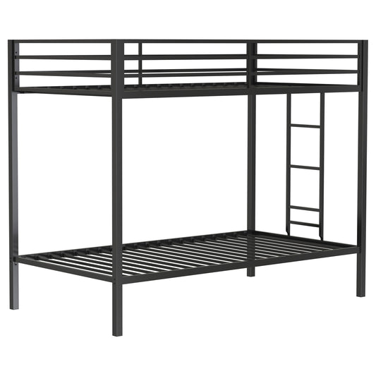 Alevera Metal Bunk Bed with Ladder Black