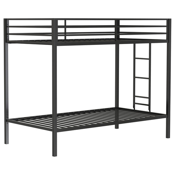 Alevera Metal Bunk Bed with Ladder Black