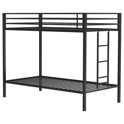 Alevera Metal Bunk Bed with Ladder Black