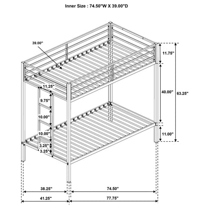 Alevera Metal Bunk Bed with Ladder Black