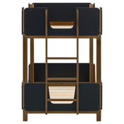 Morris Twin Over Twin Wood Bunk Bed with Ladder Walnut and Black