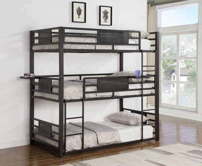 Rogen Metal Triple Bunk Bed Dark Bronze