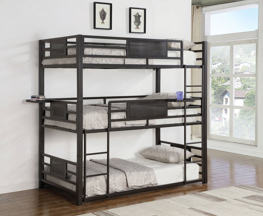 Rogen Metal Triple Bunk Bed Dark Bronze