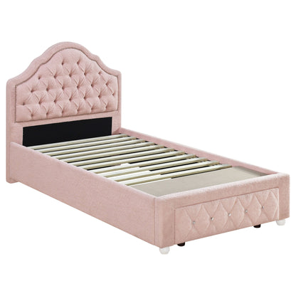 Ashleigh 44-inch Upholstered Storage Platform Bed Pink