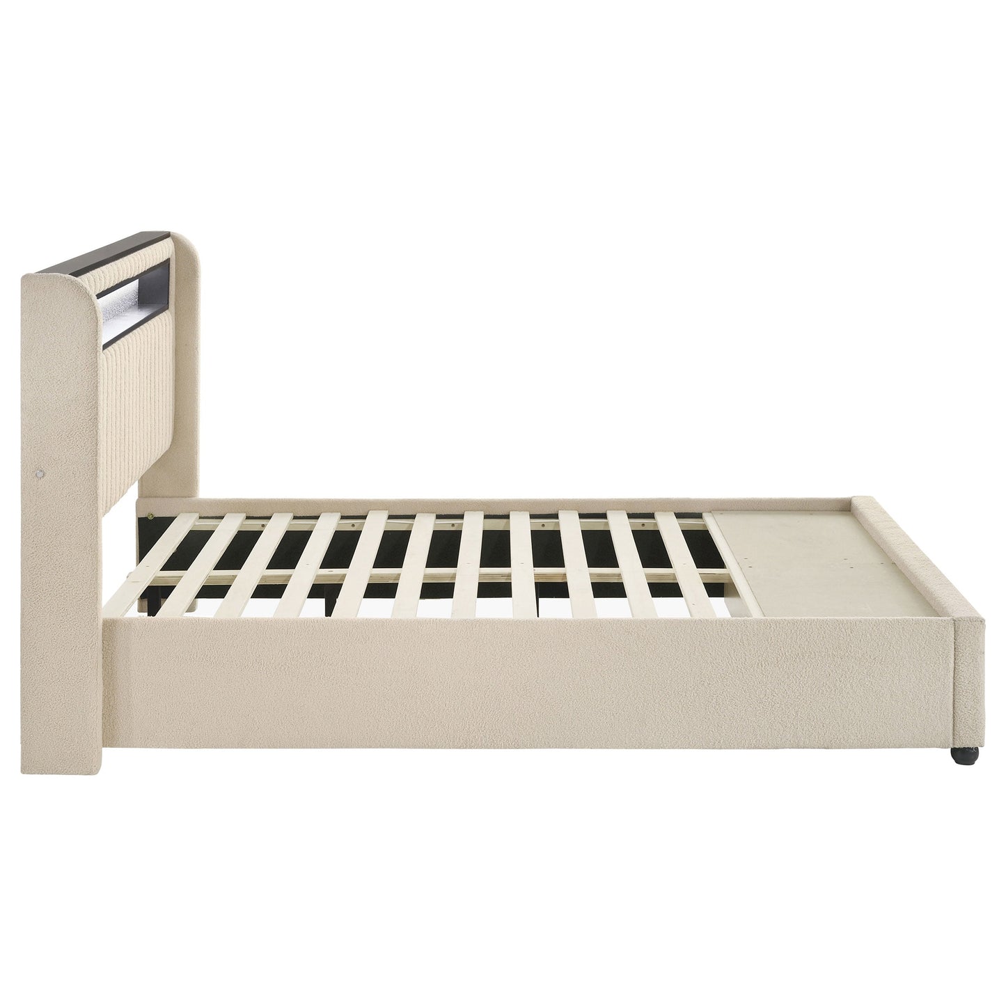Madison Upholstered LED Storage Platform Bed Cream