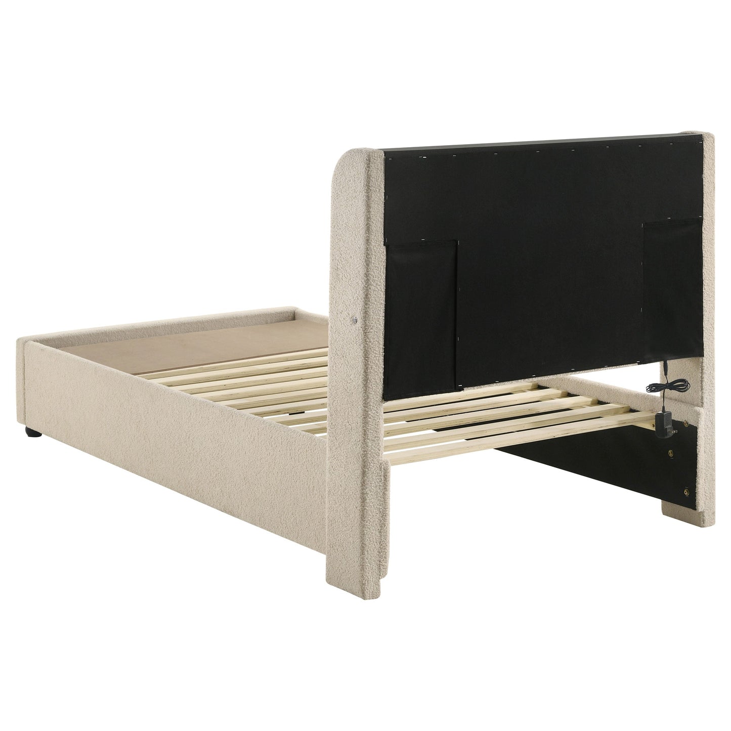 Madison Upholstered LED Storage Platform Bed Cream
