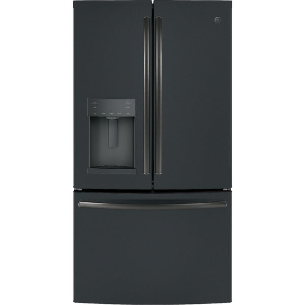 GE 36-inch, 27.8 cu.ft. Freestanding French 3-Door Refrigerator with Ice and Water Dispensing System GFE28GELDS